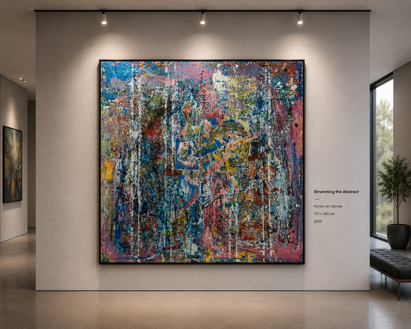 Strumming the Abstract — Acrylic on Canvas by Nestor Ndzi Talla